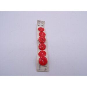 6-2 hole Red Buttons Basic Brand  Japan Vntg 5/8" Shiny 1 Cards CF356
